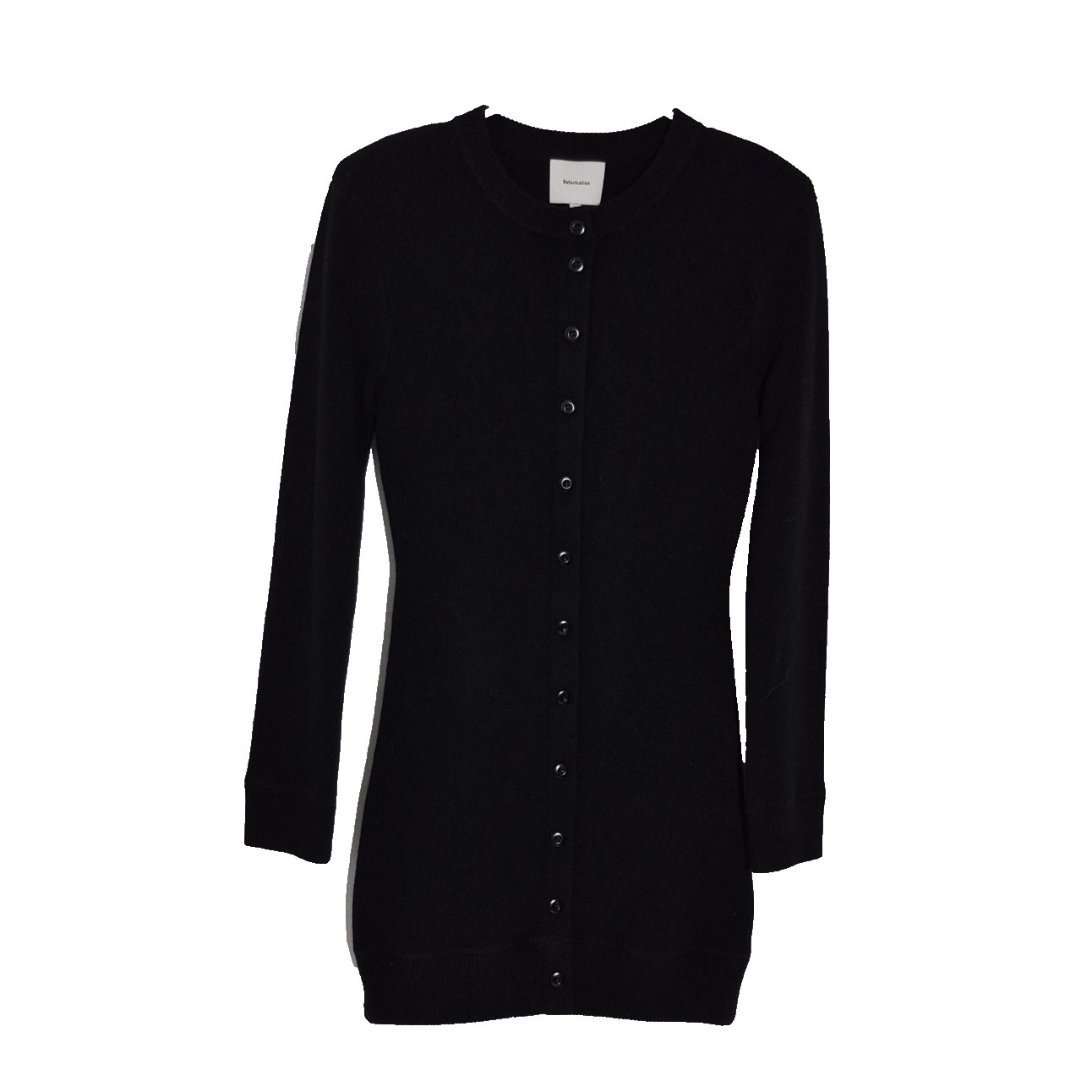 Reformation Blanca Sweater Dress Womens Small Black Button Front Wool Mini Nwt